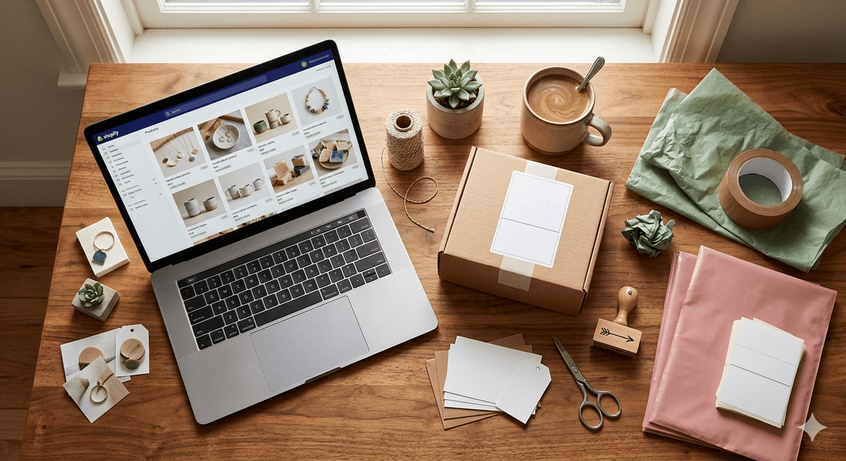 E-commerce workspace with Shopify development